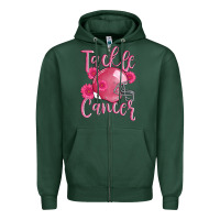 Sports Green tackle cancer helmet Zipper Hoodie - AdoDesignShop
