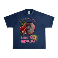 Navy just a woman who loves her welder Urban Heavy Tee - SublimationCraftShop
