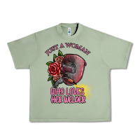 Oil Green just a woman who loves her welder Urban Heavy Tee - SublimationCraftShop