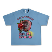 Pebble Blue just a woman who loves her welder Urban Heavy Tee - SublimationCraftShop