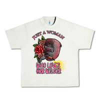Pistachio just a woman who loves her welder Urban Heavy Tee - SublimationCraftShop