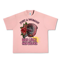 Salmon just a woman who loves her welder Urban Heavy Tee - SublimationCraftShop