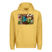 Antique Gold cactus boot background Premium Hoodie - AdoDesignShop