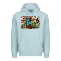 Blue Mist cactus boot background Premium Hoodie - AdoDesignShop