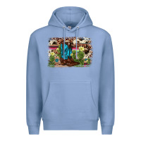 Colony Blue cactus boot background Premium Hoodie - AdoDesignShop