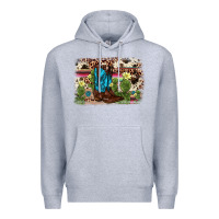 Heather Grey cactus boot background Premium Hoodie - AdoDesignShop