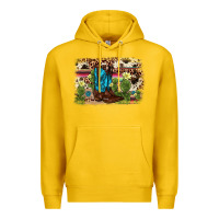 Lemon cactus boot background Premium Hoodie - AdoDesignShop