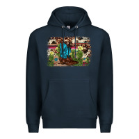 Navy cactus boot background Premium Hoodie - AdoDesignShop