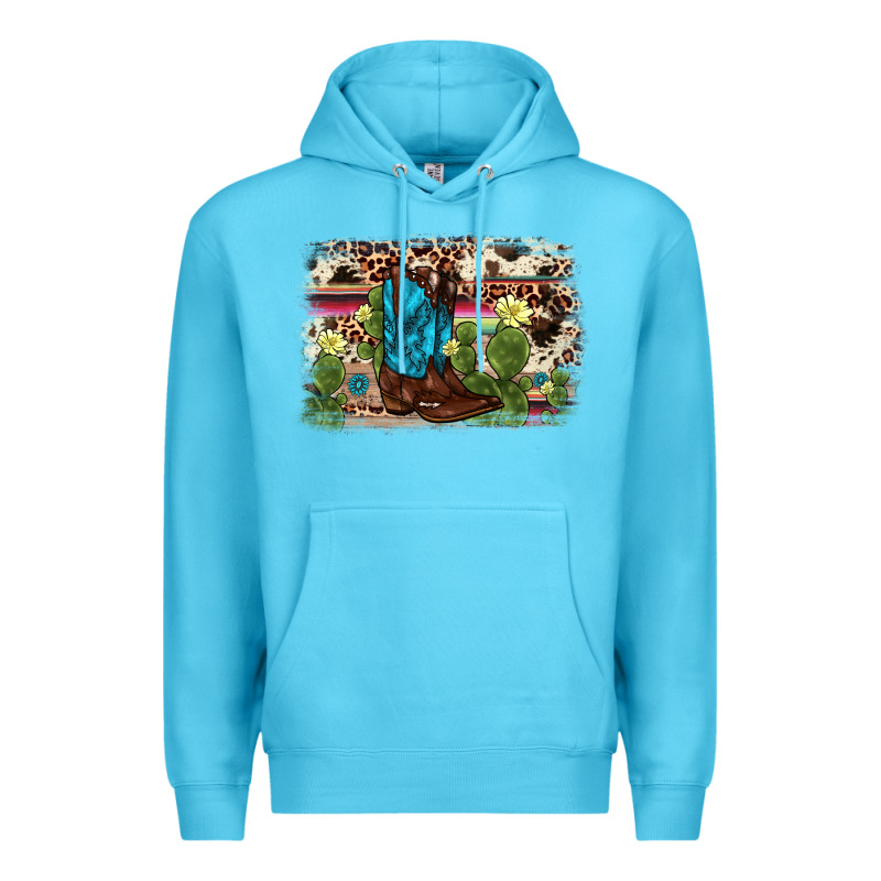 Cactus Boot Background Premium Hoodie by AdoDesignShop | Teevron
