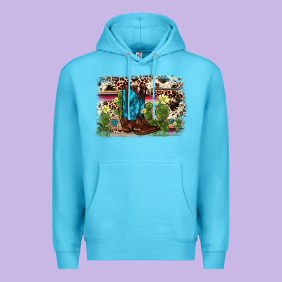 Cactus Boot Background Premium Hoodie Designed By Adodesignshop