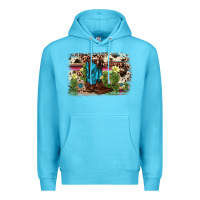 Ocean Blue cactus boot background Premium Hoodie - AdoDesignShop