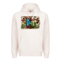 Pale Pink cactus boot background Premium Hoodie - AdoDesignShop