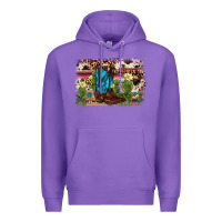 Purple cactus boot background Premium Hoodie - AdoDesignShop
