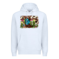 White cactus boot background Premium Hoodie - AdoDesignShop