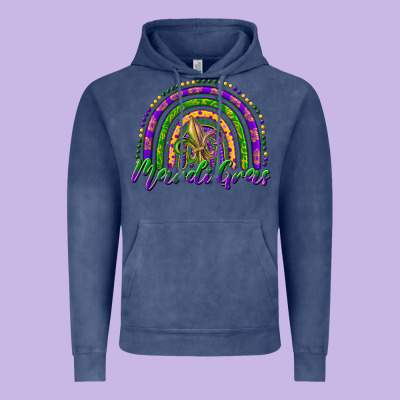 Mardi Gras Rainbow And Fleur De Lis Vintage Hoodie Designed By Ranaportraitstore
