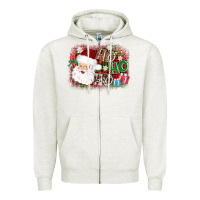 Oatmeal Heather ho ho ho santa Zipper Hoodie - AdoDesignShop