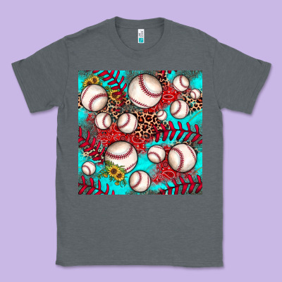 Baseball Leopard Turquoise Sunflower Seamless Pattern Classic Tee Designed By Jahusdesignshop