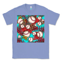 Colony Blue baseball leopard turquoise sunflower seamless pattern Classic Tee - JahusDesignShop