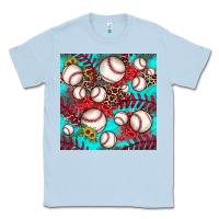 Dusty Blue baseball leopard turquoise sunflower seamless pattern Classic Tee - JahusDesignShop