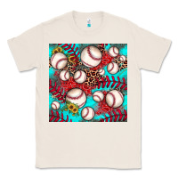 Natural baseball leopard turquoise sunflower seamless pattern Classic Tee - JahusDesignShop
