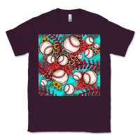 Plum baseball leopard turquoise sunflower seamless pattern Classic Tee - JahusDesignShop