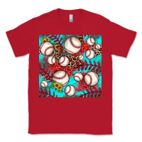 Red baseball leopard turquoise sunflower seamless pattern Classic Tee - JahusDesignShop