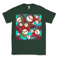 Sports Green baseball leopard turquoise sunflower seamless pattern Classic Tee - JahusDesignShop