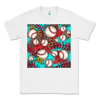 White baseball leopard turquoise sunflower seamless pattern Classic Tee - JahusDesignShop