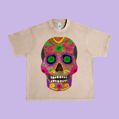 Sugar Skull Urban Heavy Tee Designed By Fadigitalartstudio