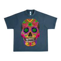 Midnight Navy sugar skull Urban Heavy Tee - FaDigitalArtStudio