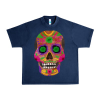 Navy sugar skull Urban Heavy Tee - FaDigitalArtStudio