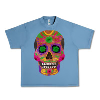 Pebble Blue sugar skull Urban Heavy Tee - FaDigitalArtStudio