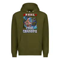 Army Green reel cool grandpa american flag bass Premium Hoodie - LillyAllenDesigns