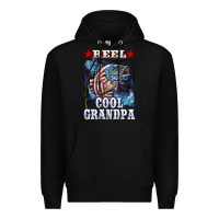 Black reel cool grandpa american flag bass Premium Hoodie - LillyAllenDesigns