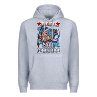 Heather Grey reel cool grandpa american flag bass Premium Hoodie - LillyAllenDesigns