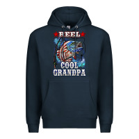 Navy reel cool grandpa american flag bass Premium Hoodie - LillyAllenDesigns