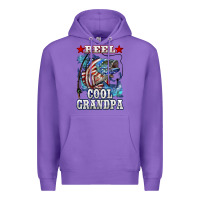 Purple reel cool grandpa american flag bass Premium Hoodie - LillyAllenDesigns