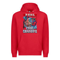 Red reel cool grandpa american flag bass Premium Hoodie - LillyAllenDesigns