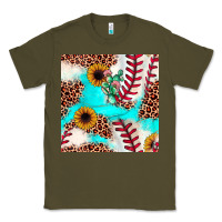 Army Green baseball leopard turquoise cactus sunflower seamless pattern Classic Tee - JahusDesignShop