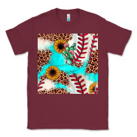 Burgundy baseball leopard turquoise cactus sunflower seamless pattern Classic Tee - JahusDesignShop
