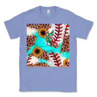 Colony Blue baseball leopard turquoise cactus sunflower seamless pattern Classic Tee - JahusDesignShop