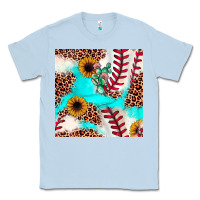 Dusty Blue baseball leopard turquoise cactus sunflower seamless pattern Classic Tee - JahusDesignShop
