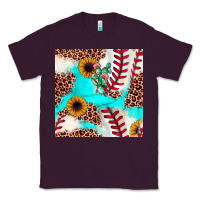 Plum baseball leopard turquoise cactus sunflower seamless pattern Classic Tee - JahusDesignShop