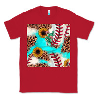 Red baseball leopard turquoise cactus sunflower seamless pattern Classic Tee - JahusDesignShop