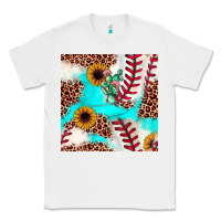 White baseball leopard turquoise cactus sunflower seamless pattern Classic Tee - JahusDesignShop