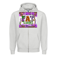 Dove Grey fat tuesday fleur de lis and mardi gras beads Zipper Hoodie - Artiststas