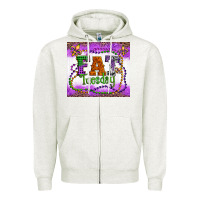 Oatmeal Heather fat tuesday fleur de lis and mardi gras beads Zipper Hoodie - Artiststas