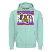 Seafoam fat tuesday fleur de lis and mardi gras beads Zipper Hoodie - Artiststas