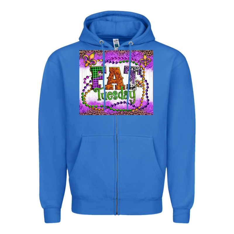 Fat Tuesday Fleur De Lis And Mardi Gras Beads Zipper Hoodie by Artiststas | Teevron