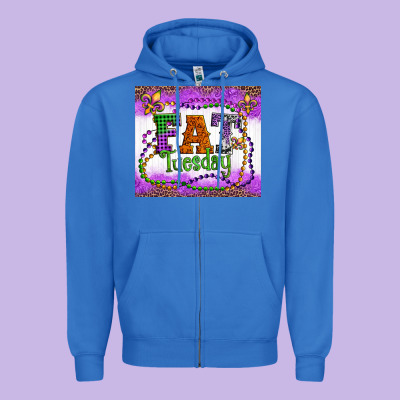 Fat Tuesday Fleur De Lis And Mardi Gras Beads Zipper Hoodie Designed By Artiststas